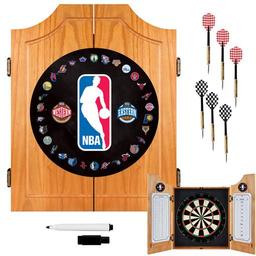 Click here to learn more about the NBA Logo with All Teams Beveled Wood Dart Cabinet Set.