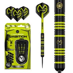 WINMAU OUTRAGE BLACK COATED STEEL TIP BRASS DARTS SET 23g 