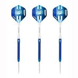 Click here to learn more about the Winmau Vanquish Blue 90% Tungsten Steel Tip Darts .