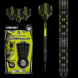 Click here to learn more about the Winmau MvG Design Adrenalin 90% Tungsten Soft Tip Darts 20 Gram.