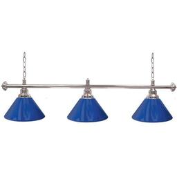 Click here to learn more about the Premium 60 Inch 3 Shade Billiard Pool Table Lamp - Blue and Silver.