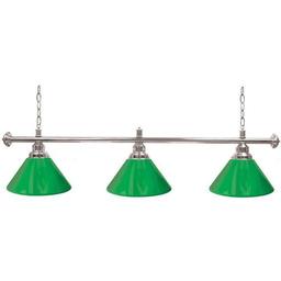 Click here to learn more about the Premium 60 Inch 3 Shade Billiard Pool Table Lamp - Green and Silver.