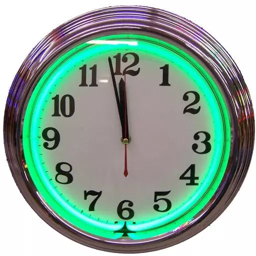 Chrome Green Standard Neon Clock
