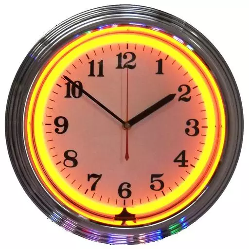 Chrome Orange Standard Neon Clock