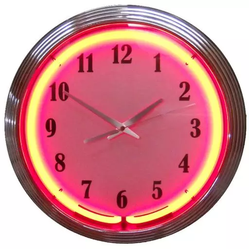 Chrome Red Standard Neon Clock